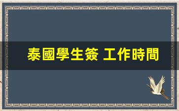 泰國學生簽 工作時間(泰國學生簽證多久有效期)